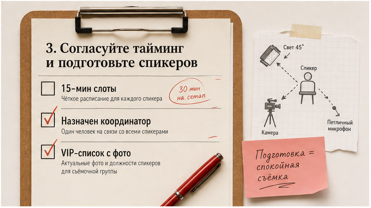Чек-лист подготовки спикеров и тайминга